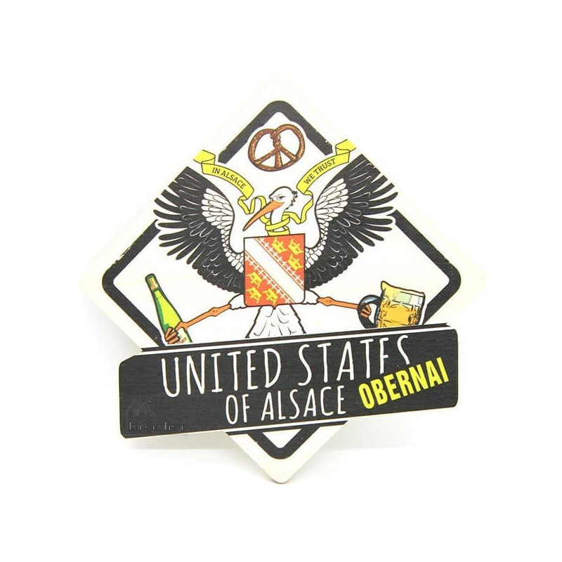Plaque en Bois United States of Alsace à Obernai Blason Vintage
