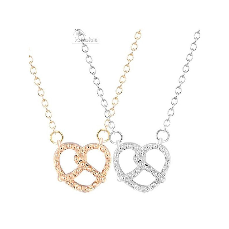 Collier avec fermoir et Pendentif Bretzel d'Alsace doré