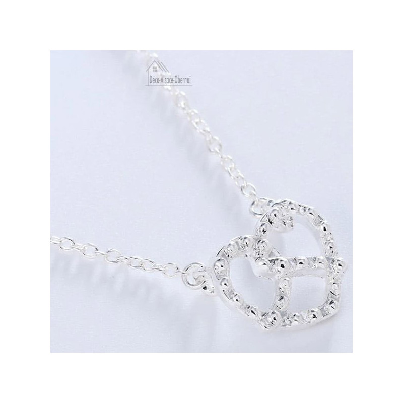 Collier avec fermoir et Pendentif Bretzel d'Alsace Argenté