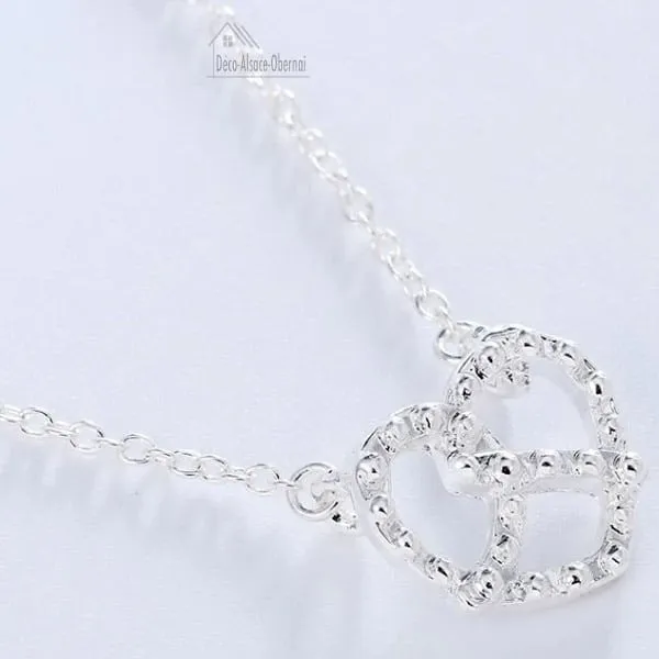 Collier avec fermoir et Pendentif Bretzel d'Alsace Argenté