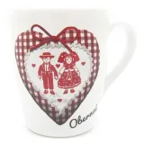 Mug à Café blanc décor Coeur et Couple Alsacien marqué Obernai