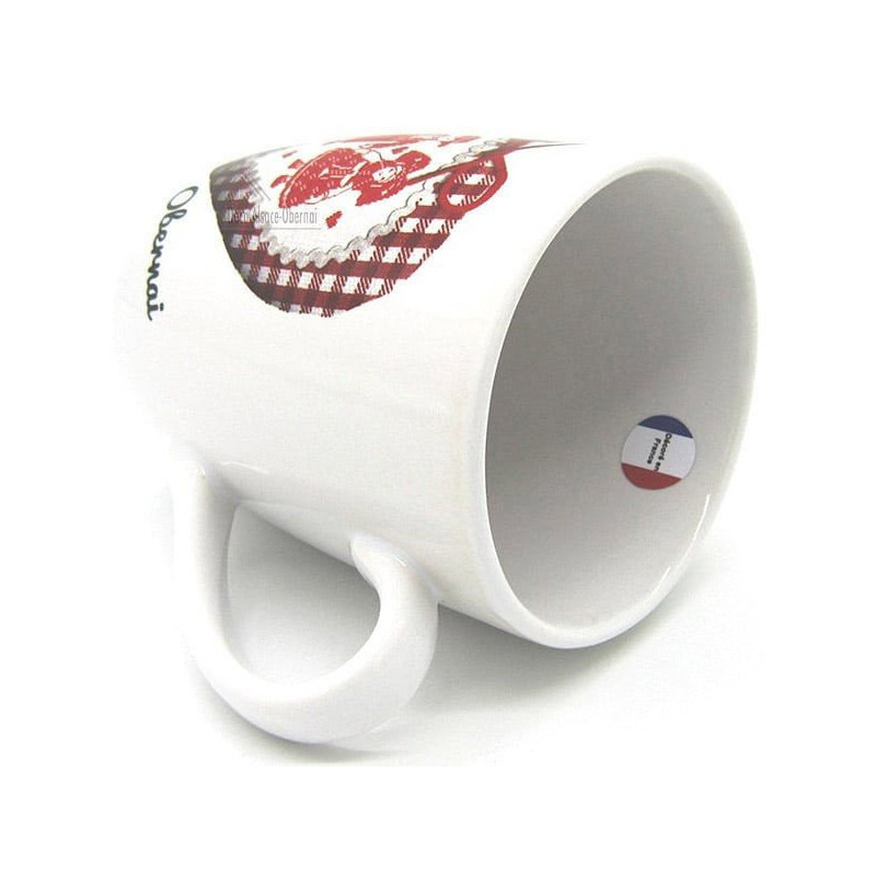 Mug à Café blanc décor Coeur et Couple Alsacien marqué Obernai