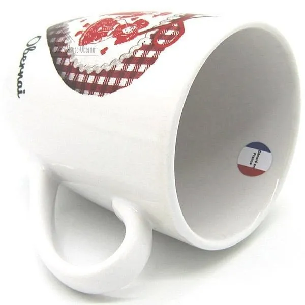 Mug à Café blanc décor Coeur et Couple Alsacien marqué Obernai