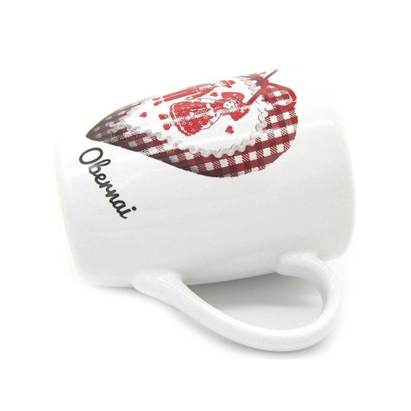 Mug à Café blanc décor Coeur et Couple Alsacien marqué Obernai
