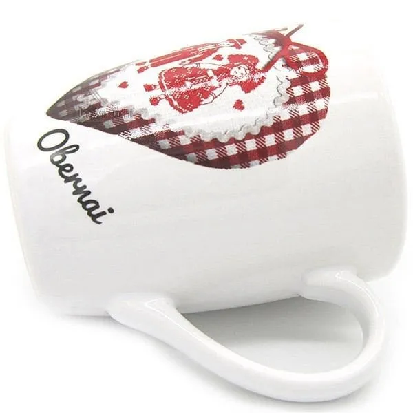 Mug à Café blanc décor Coeur et Couple Alsacien marqué Obernai
