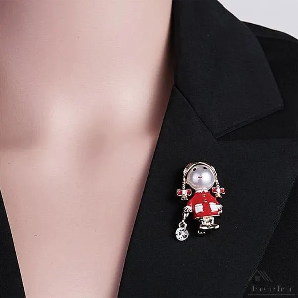 Fancy goldene Brosche kleine Mädchen mit seinen Matten und Strass