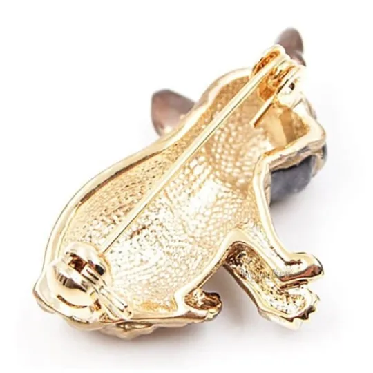Goldene Brosche Fancy Hund Französisch Bulldog Strass