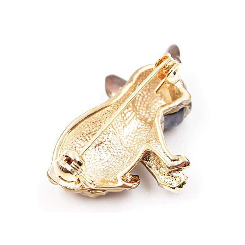 Goldene Brosche Fancy Hund Französisch Bulldog Strass