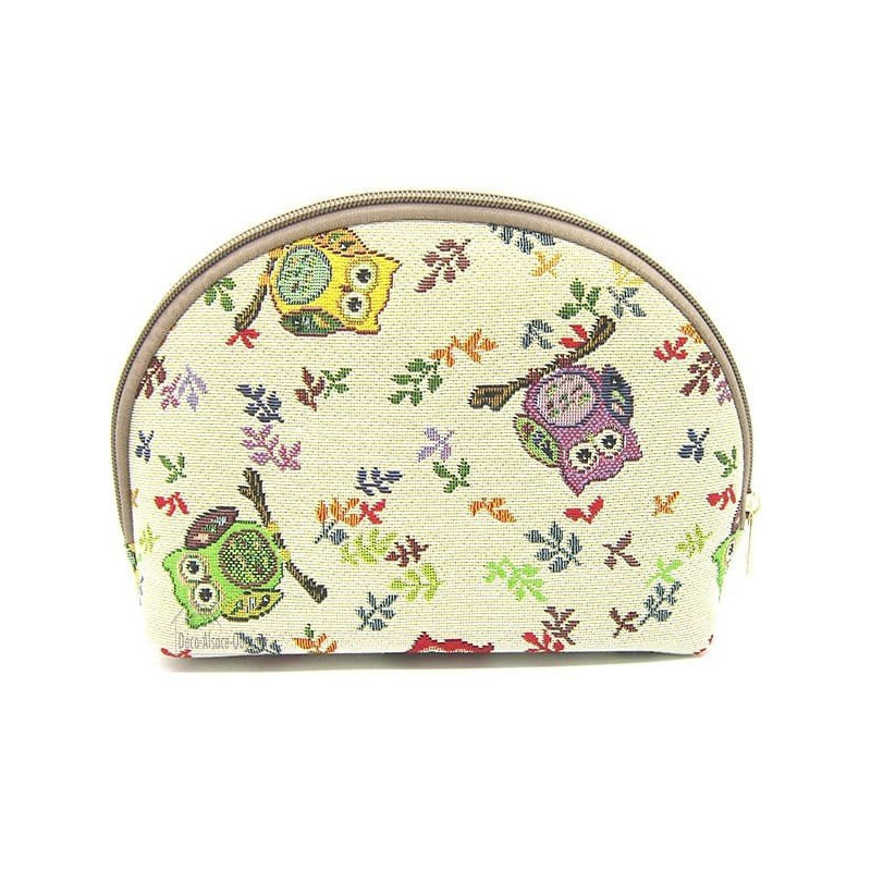 Pochette avec zip motif Oiseau Hibou