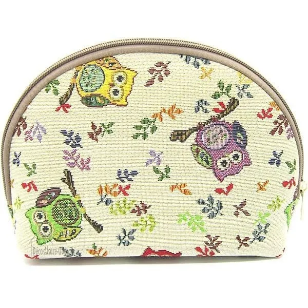 Pochette avec zip motif Oiseau Hibou