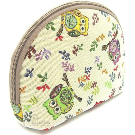 Pochette avec zip motif Oiseau Hibou