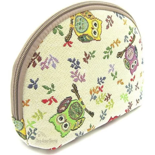 Pochette avec zip motif Oiseau Hibou