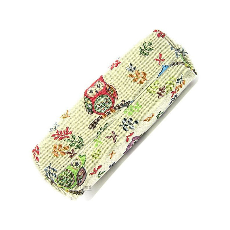 Pochette avec zip motif Oiseau Hibou