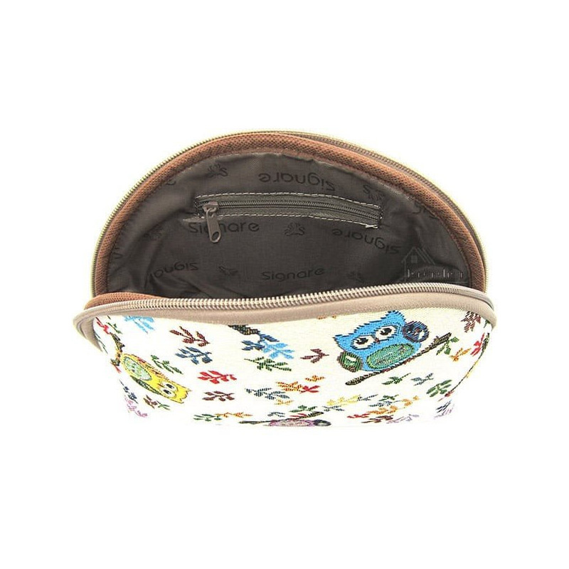 Pochette avec zip motif Oiseau Hibou