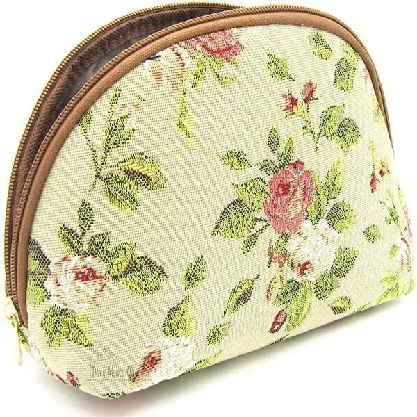 Clutch bag with zip motif Rose and greenery