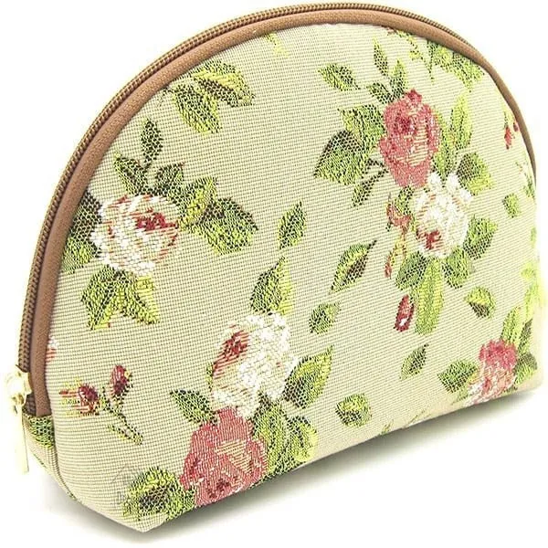 Pochette avec zip motif Rose et verdure