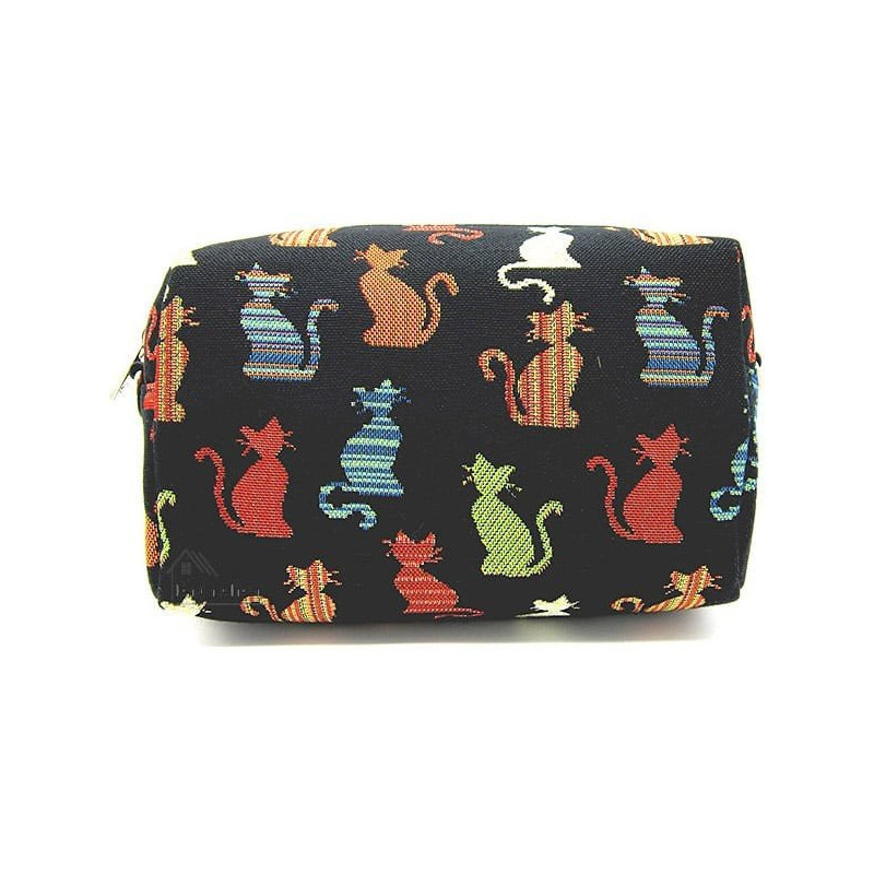 Pochette Sac à Main noir motif Chats en Couleur