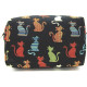 Clutch Handtasche schwarz mit Katzenmotiv in Farbe