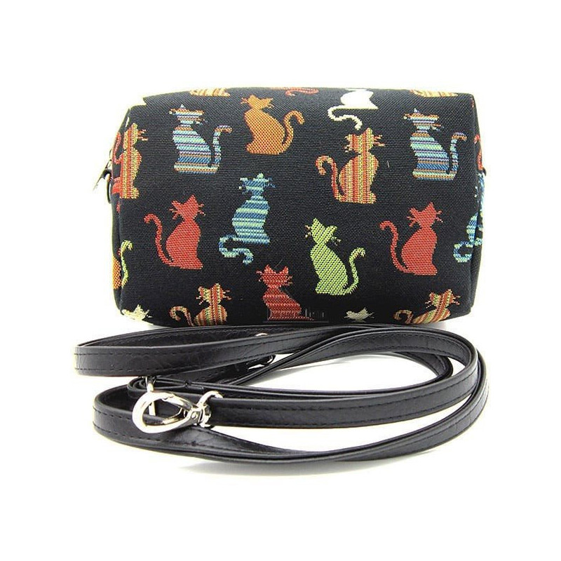 Pochette Sac à Main noir motif Chats en Couleur
