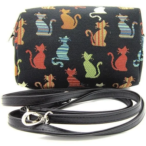 Black Clutch Bag Cat design in colour