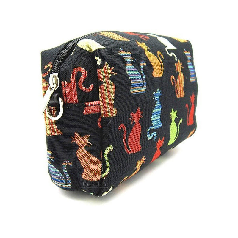 Pochette Sac à Main noir motif Chats en Couleur