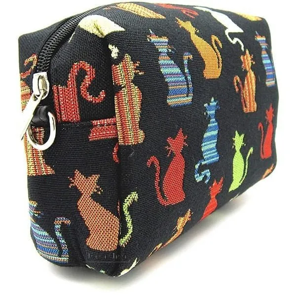 Pochette Sac à Main noir motif Chats en Couleur