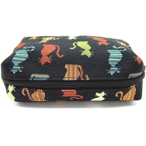 Clutch Handtasche schwarz mit Katzenmotiv in Farbe