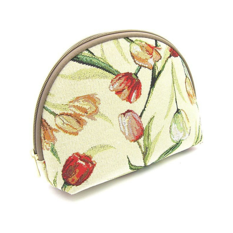 Pochette avec zip motif Tulipes Fleuris