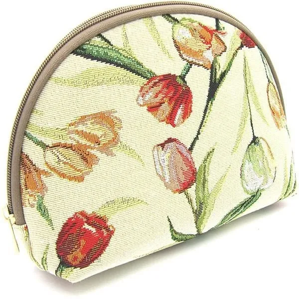 Clutch bag with zip, Tulips and Flowers motif