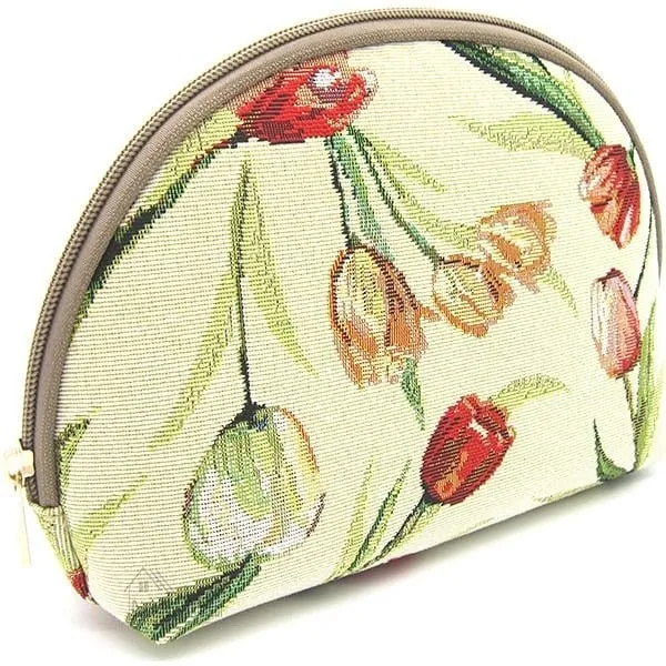 Clutch bag with zip, Tulips and Flowers motif