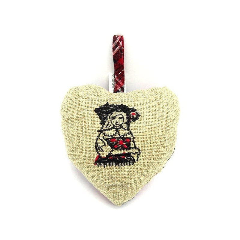 Coeur d'Alsace rembourré en Tissus brodé Alsacienne fond Vichy