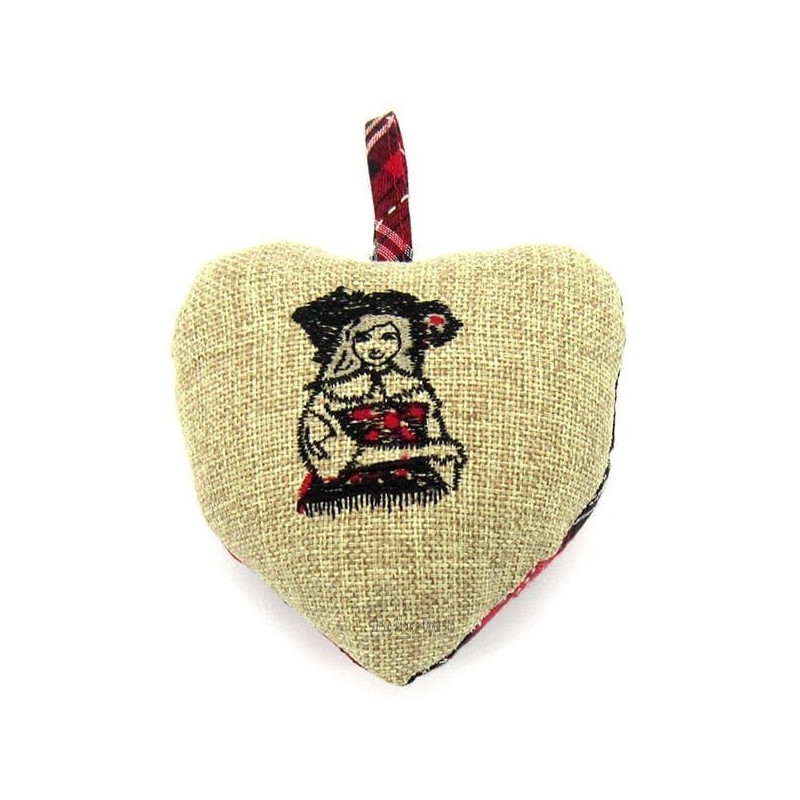 Coeur d'Alsace rembourré en Tissus brodé Alsacienne fond Vichy