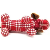 Basset dog cushion padded with red gingham fabrics
