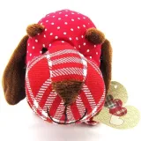 Basset dog cushion padded with red gingham fabrics