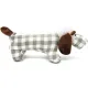 Coussin Chien Basset rembourré Tissus Vichy Gris