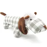 Coussin Chien Basset rembourré Tissus Vichy Gris