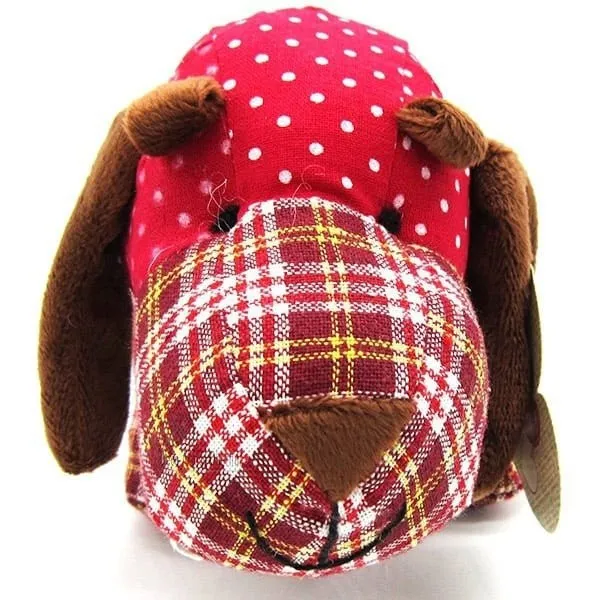 Kissen gepolstert Basset Hound Fabrics Gingham Gelb und Rot