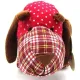 Coussin Chien Basset rembourré Tissus Vichy Jaune et Rouge