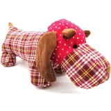 Kissen gepolstert Basset Hound Fabrics Gingham Gelb und Rot