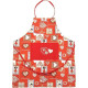 Red adjustable kitchen apron with Hansi and Cigognes d'Alsace decor