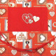 Red adjustable kitchen apron with Hansi and Cigognes d'Alsace decor