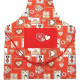 Red adjustable kitchen apron with Hansi and Cigognes d'Alsace decor
