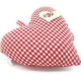 Coeur d'Alsace Rouge rembourré en Tissus brodé Cigognes et Alsace sur fond Vichy