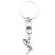Metal Keyring Charm with an Alsatian Stork carrying a baby