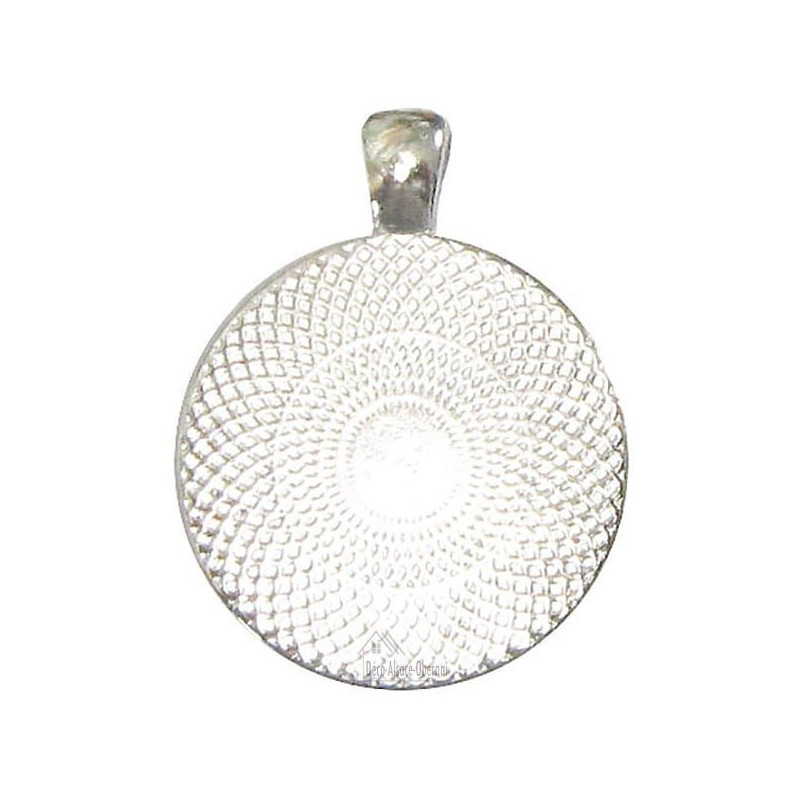 Collier avec Pendentif avec Verre bombé en Verre fond Cigogne d'Alsace Vintage