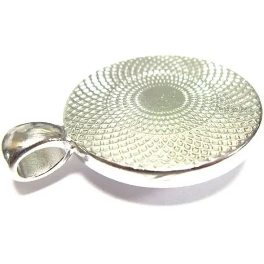 Ketting met Hanger, Gewelfd Glas op Witte Achtergrond en Ooievaar Elzas