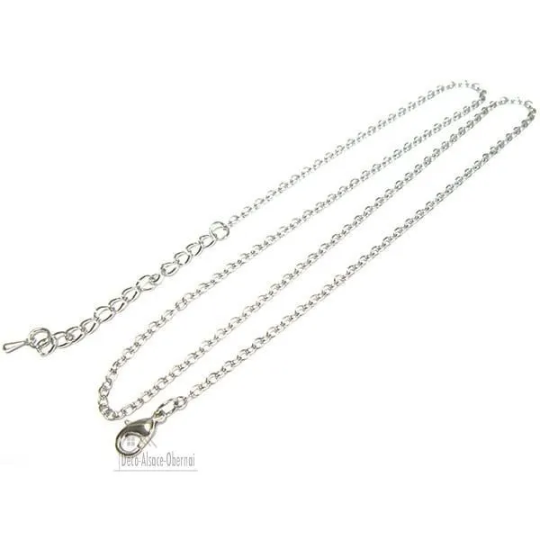 Collier avec Pendentif avec Verre bombé fond Blanc et Cigogne d'Alsace