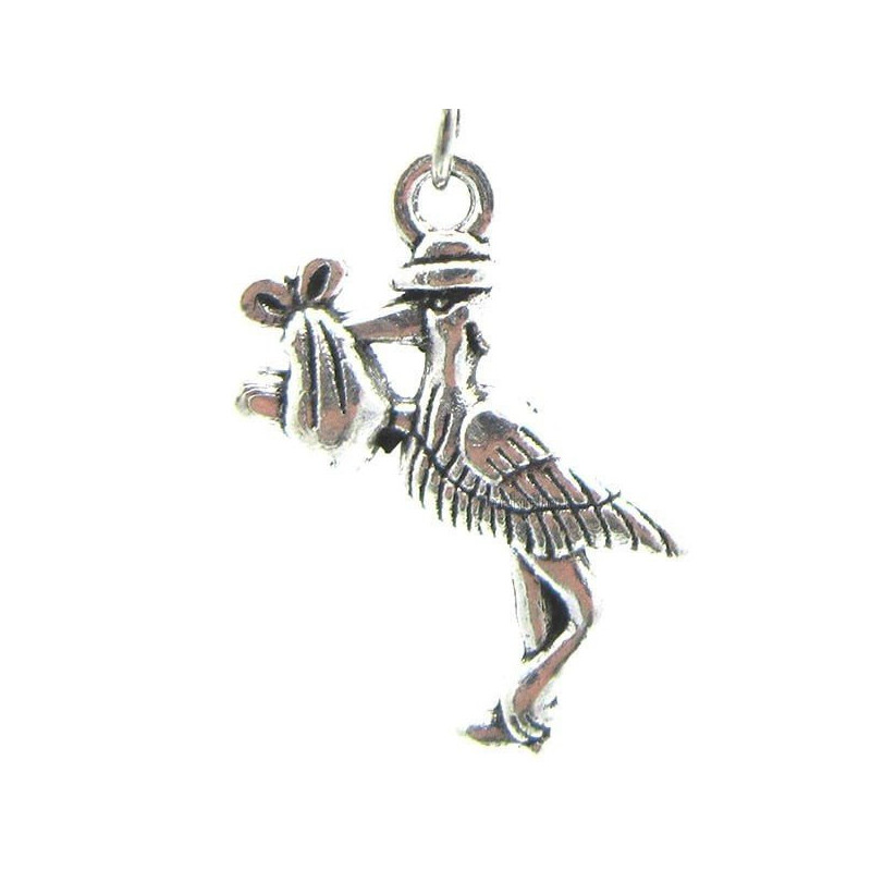 Antique Silver Plated Silver Earring Alsatian Stork Carrying a Baby