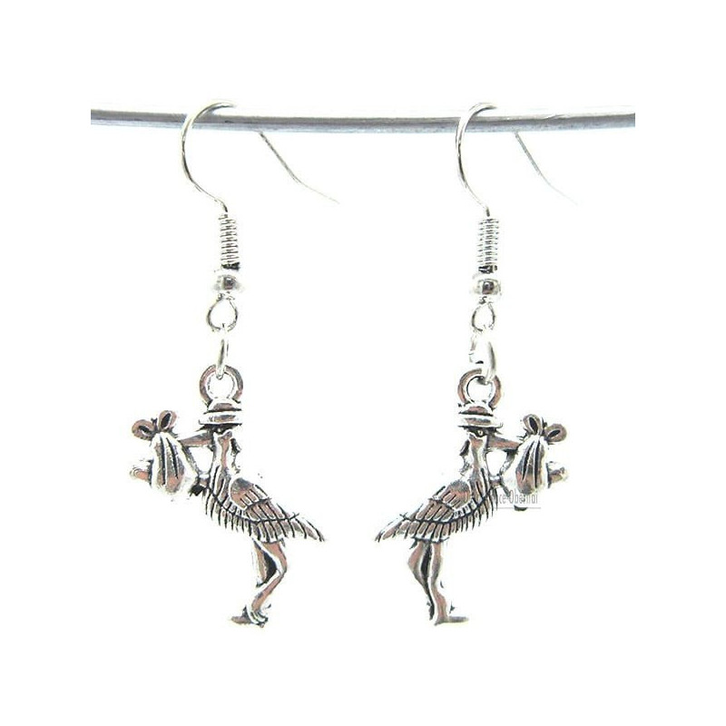 Antique Silver Plated Silver Earring Alsatian Stork Carrying a Baby