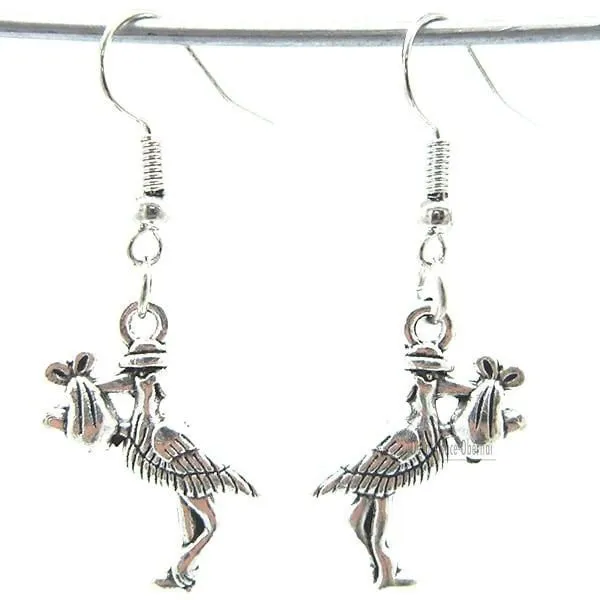Antique Silver Plated Silver Earring Alsatian Stork Carrying a Baby